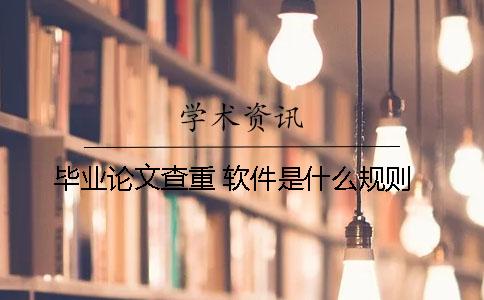 毕业论文查重 软件是什么规则